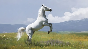 白马跃草原风光摄影