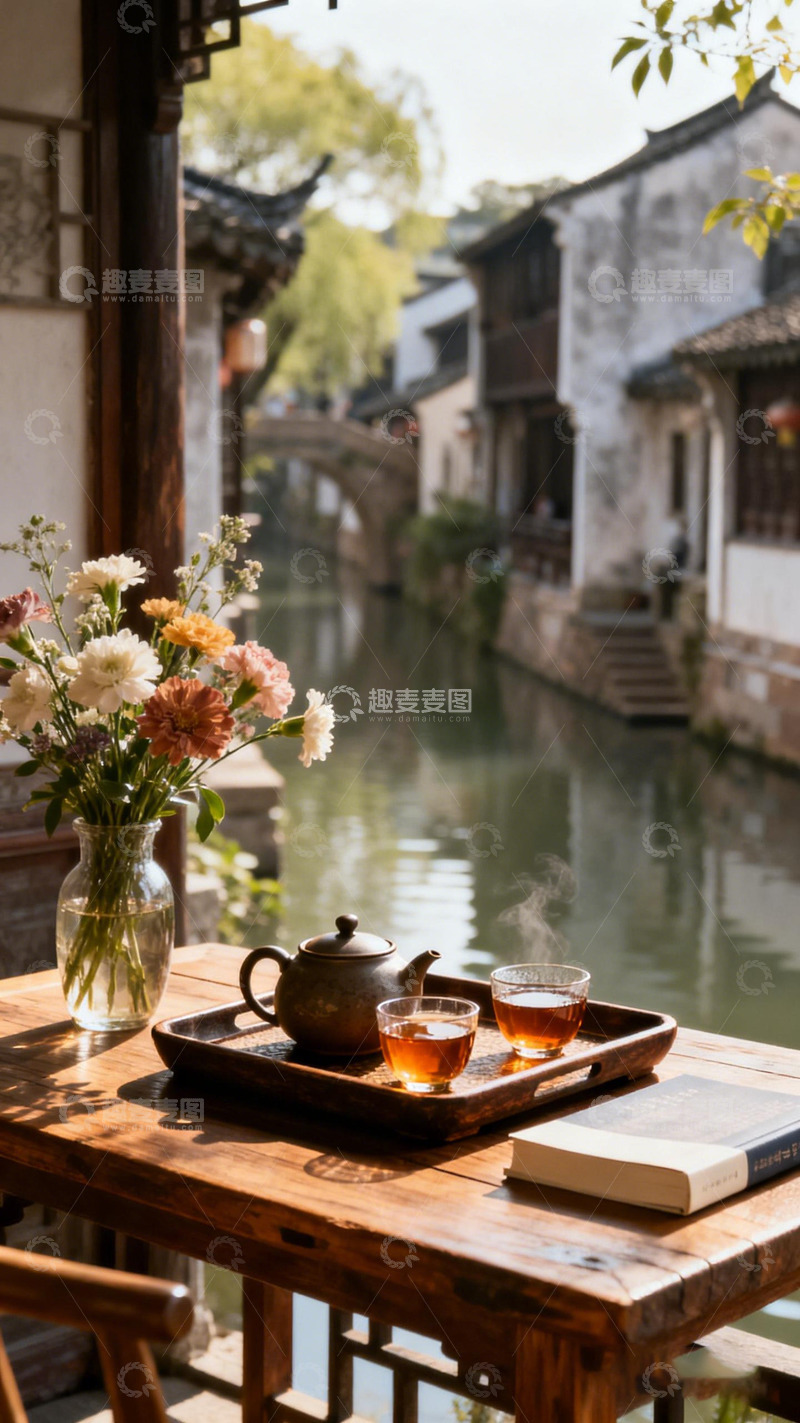 高清大图下载【趣麦麦图】古镇茶韵悠闲时光
