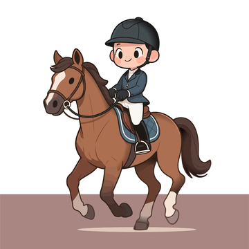 卡通骑马少年插画设计素材