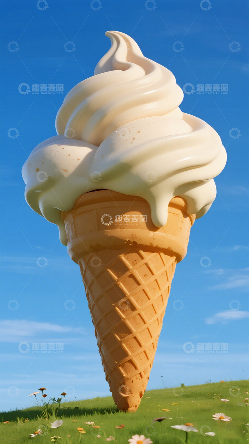 高清大图下载【趣麦麦图】夏日冰淇淋草地风光