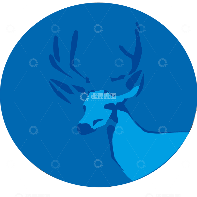 源文件下载【趣麦麦图】蓝色麋鹿阴影