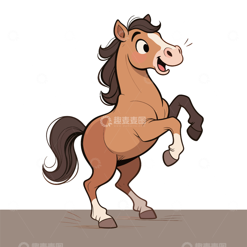 源文件下载【趣麦麦图】卡通马跳跃插图