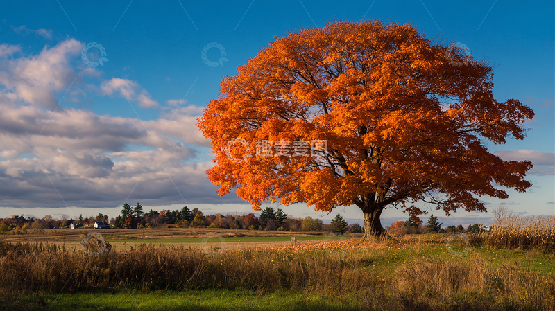 高清大图下载【趣麦麦图】秋日橡树金色盛开