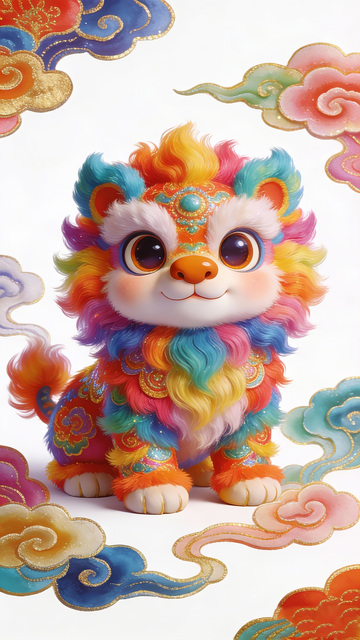 彩毛神兽中国风情玩具