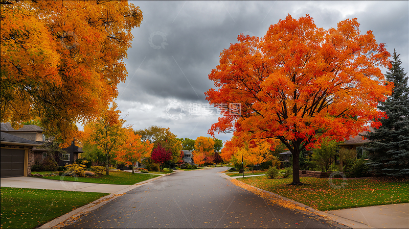 高清大图下载【趣麦麦图】秋日街景温馨如画