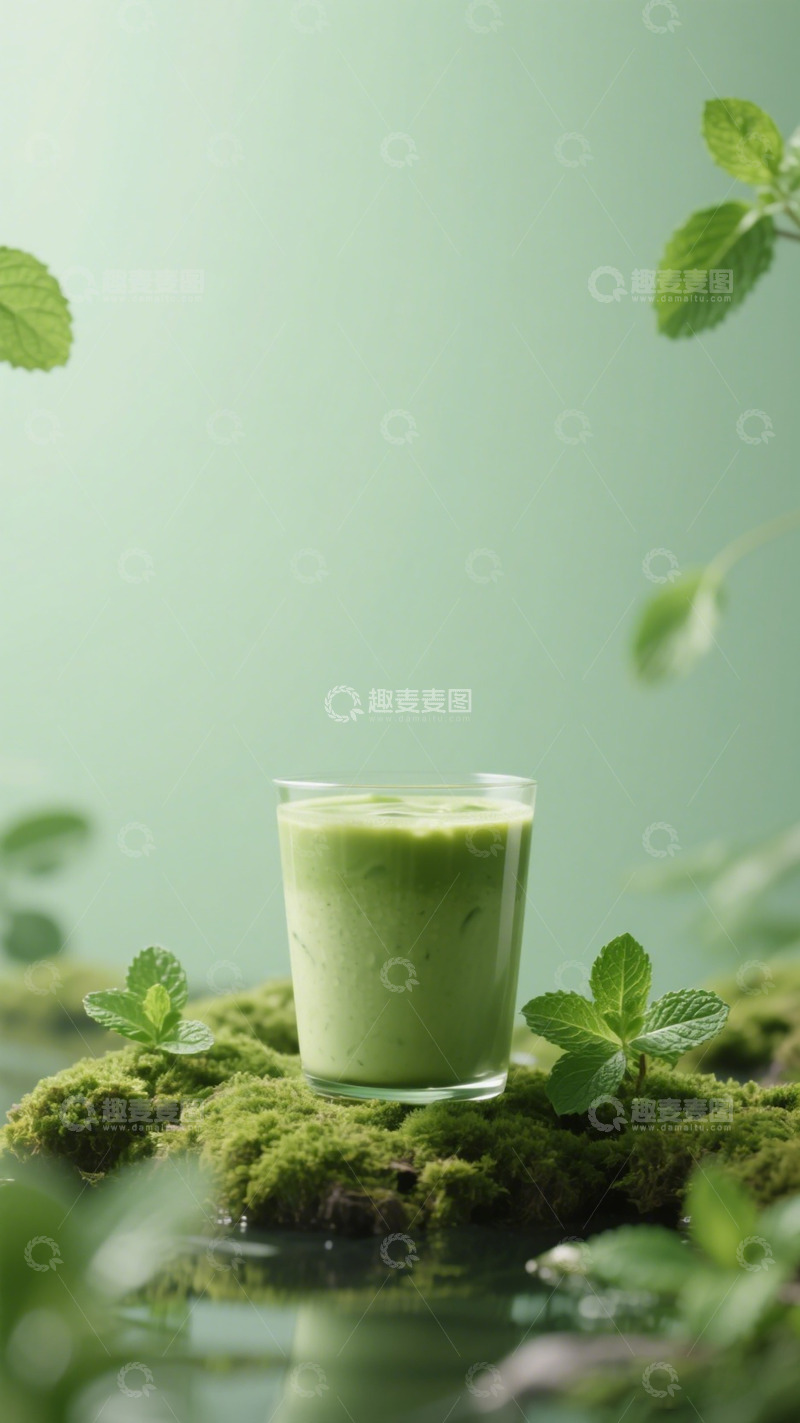 高清大图下载【趣麦麦图】清新绿饮薄荷叶装饰摄影