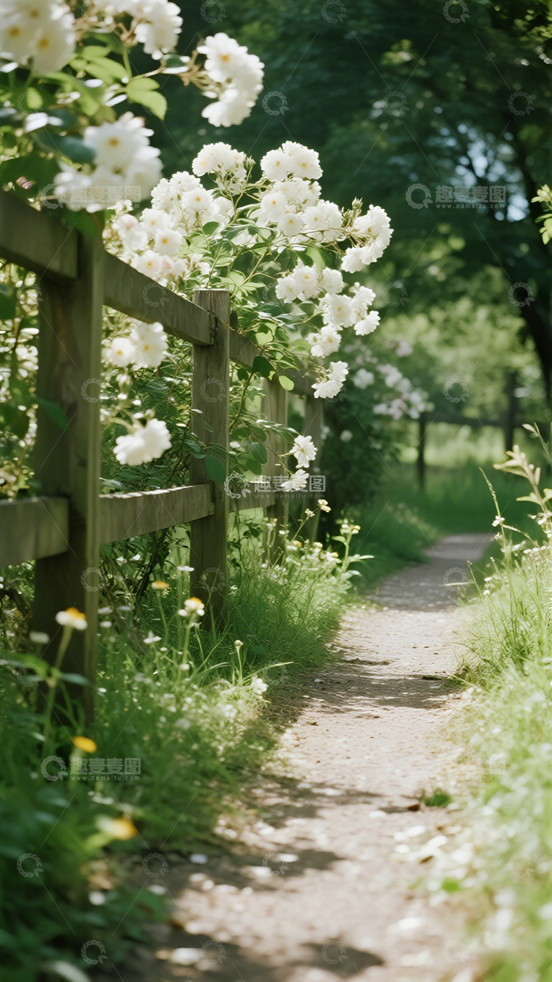 高清大图下载【趣麦麦图】田园风小径花香景致