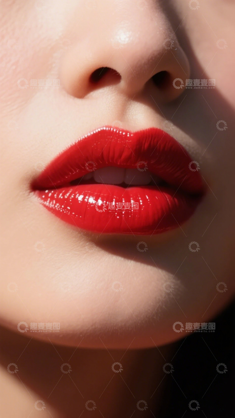 高清大图下载【趣麦麦图】精致红唇特写美妆摄影