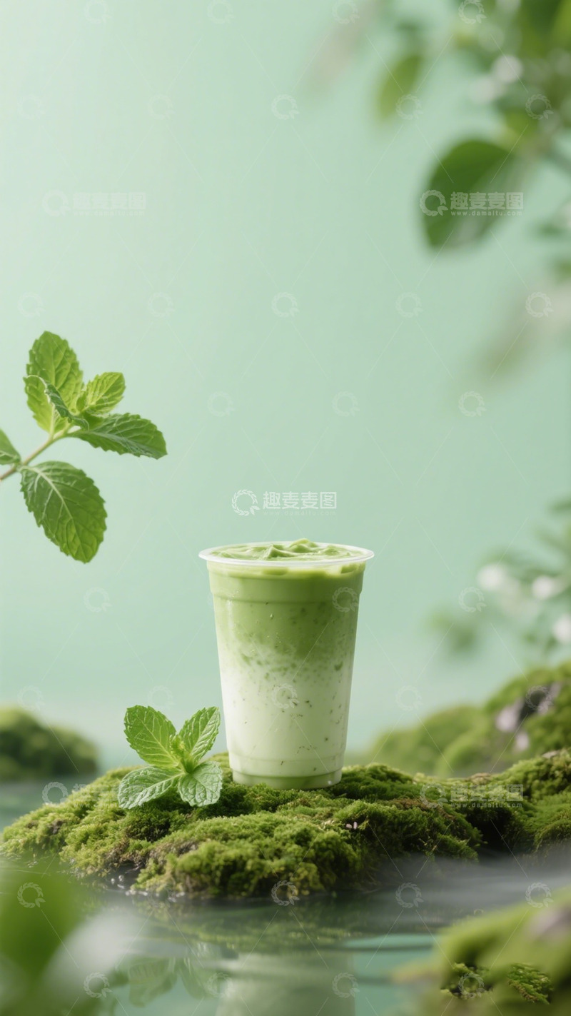 高清大图下载【趣麦麦图】绿色清新抹茶饮品摄影