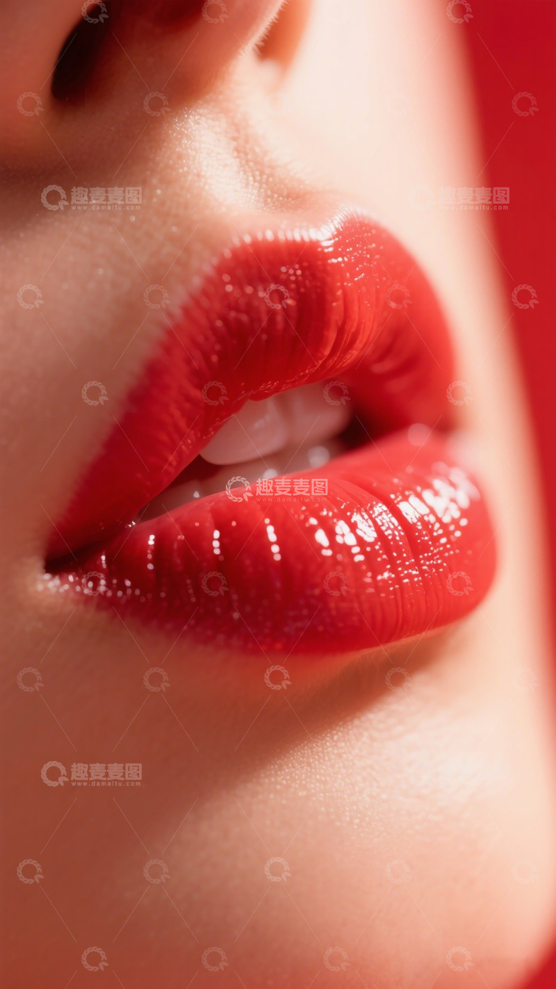 高清大图下载【趣麦麦图】鲜艳红唇特写