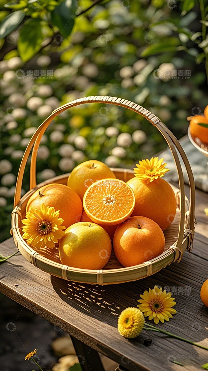 高清大图下载【趣麦麦图】田园风橙子水果篮写真