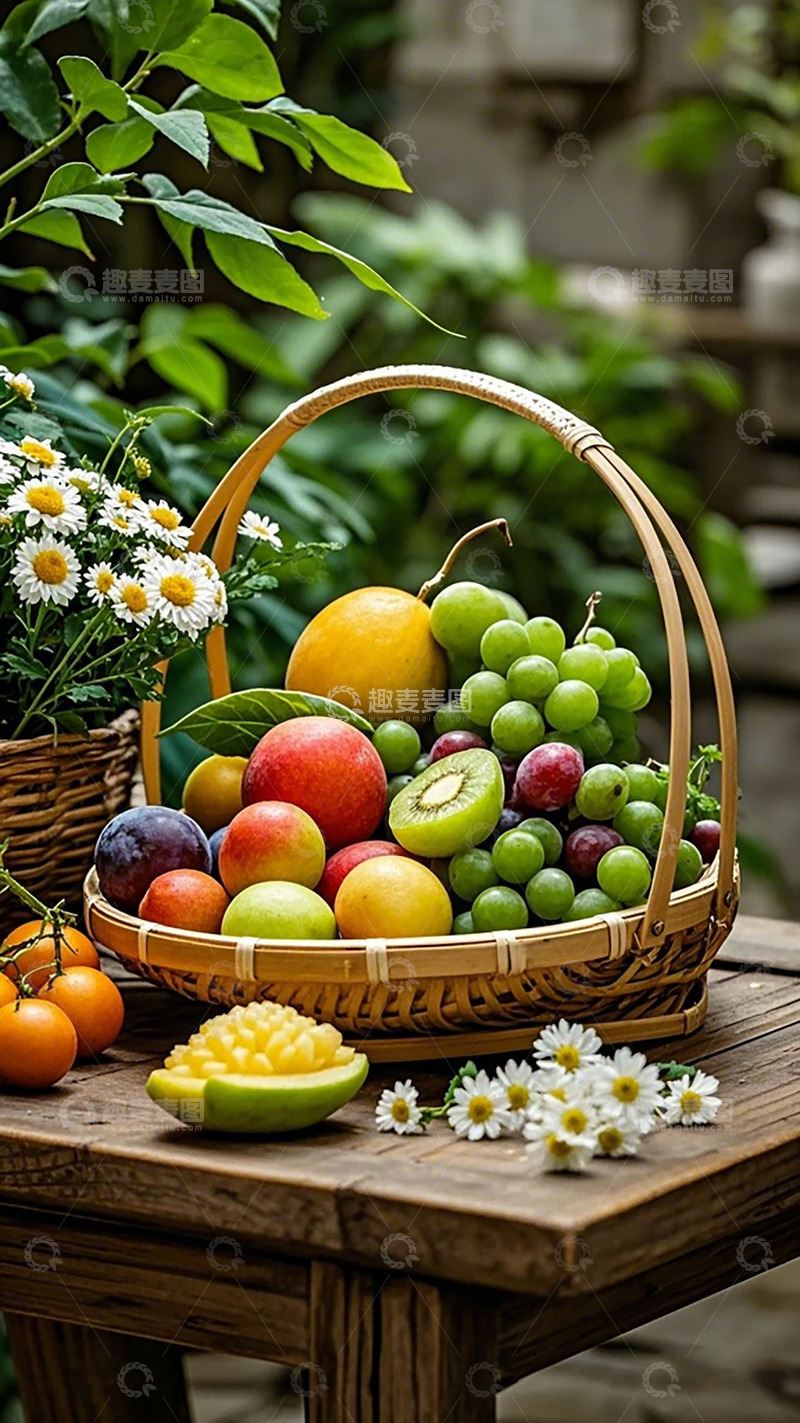 高清大图下载【趣麦麦图】田园风水果篮静物摄影