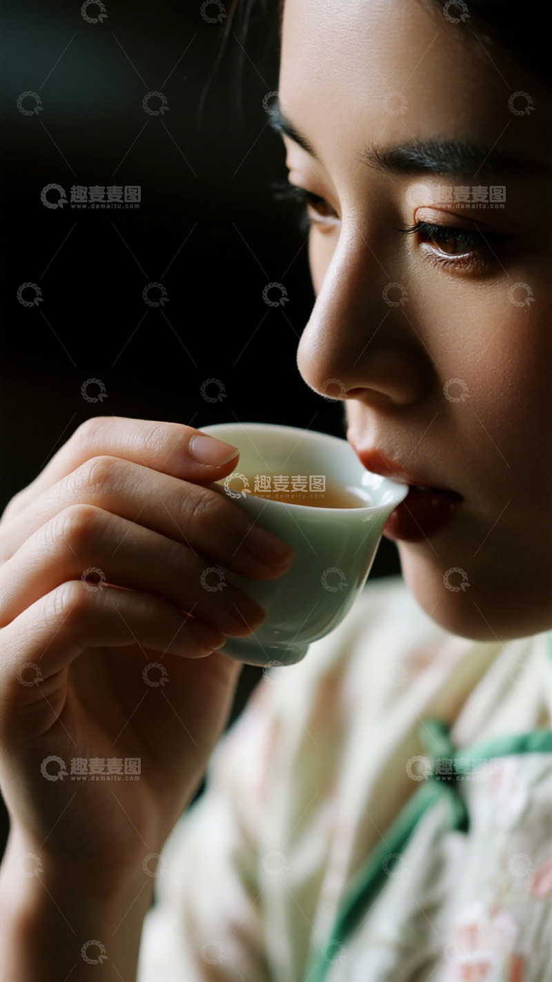 高清大图下载【趣麦麦图】古典女子品茶图
