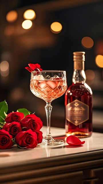 浪漫红酒玫瑰场景摄影