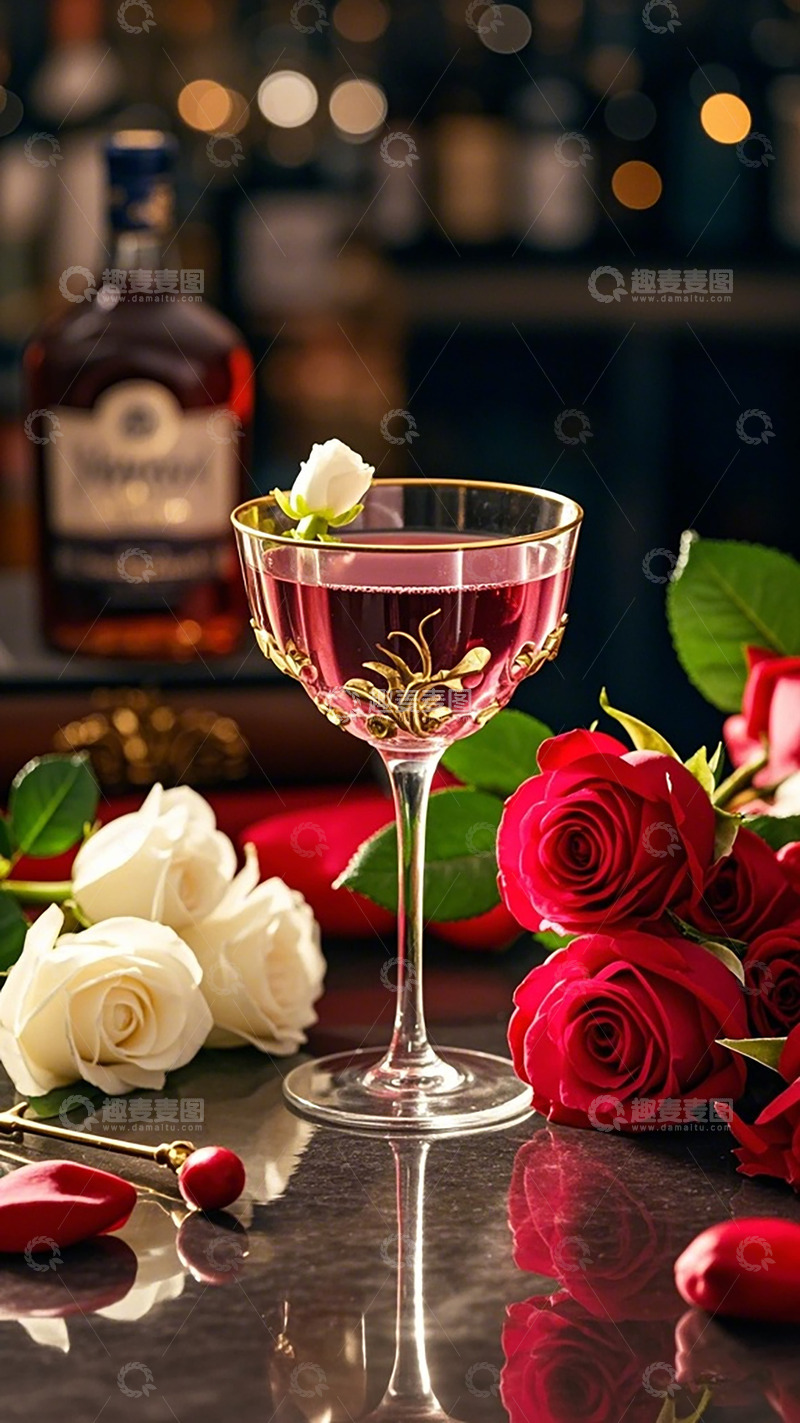 高清大图下载【趣麦麦图】浪漫玫瑰鸡尾酒