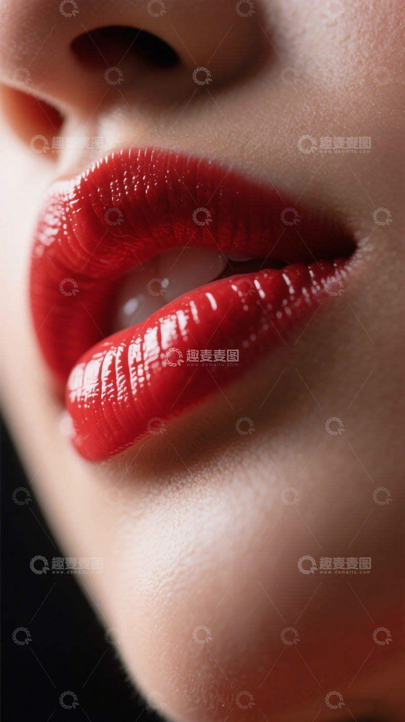 高清大图下载【趣麦麦图】鲜艳红唇特写摄影