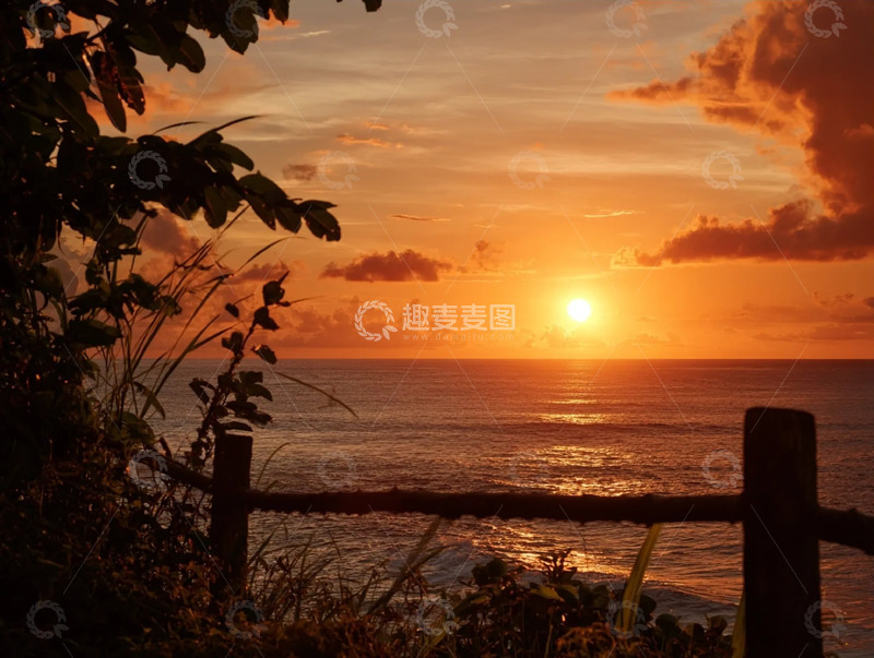 高清大图下载【趣麦麦图】海滨夕阳的温柔画面