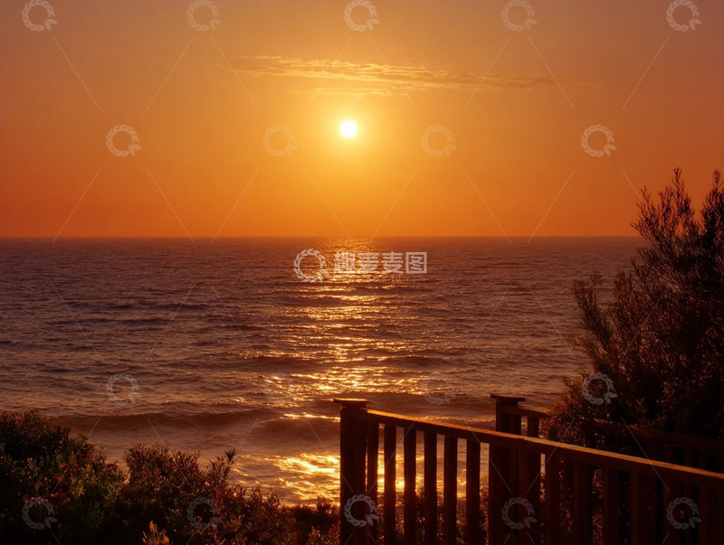 高清大图下载【趣麦麦图】海边的落日余晖精致美景