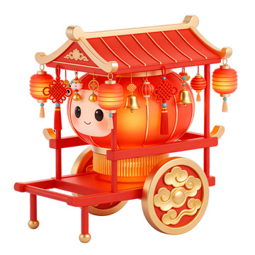 卡通新年花车喜庆装饰素材
