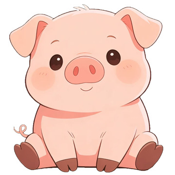 卡通小猪手绘插画免扣素材