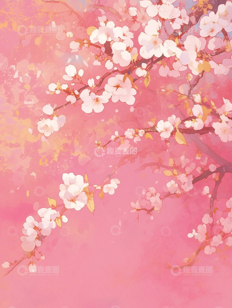 高清大图下载【趣麦麦图】古风樱花意境背景