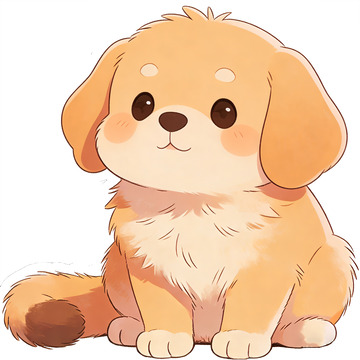 卡通小狗手绘插画免扣素材