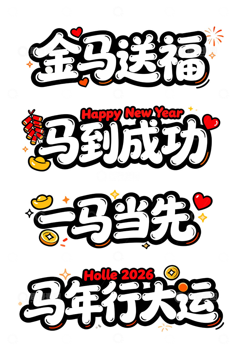源文件下载【趣麦麦图】喜庆新年祝福语设计素材
