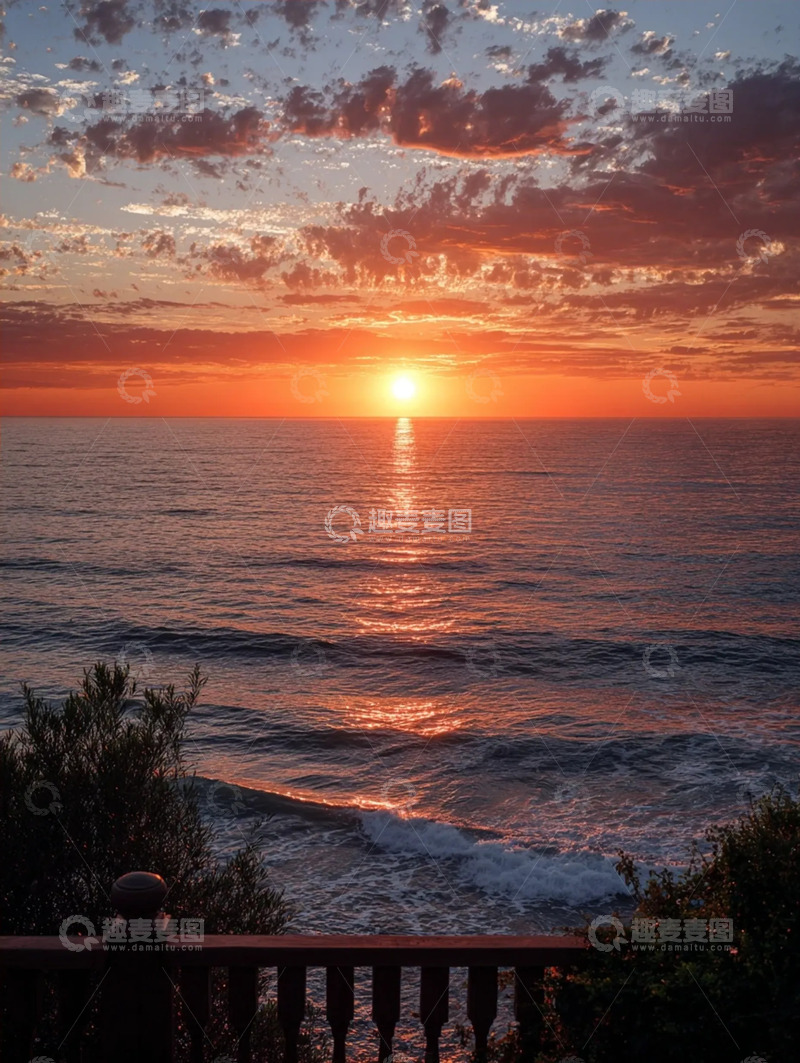 高清大图下载【趣麦麦图】海边的落日余晖天空美景