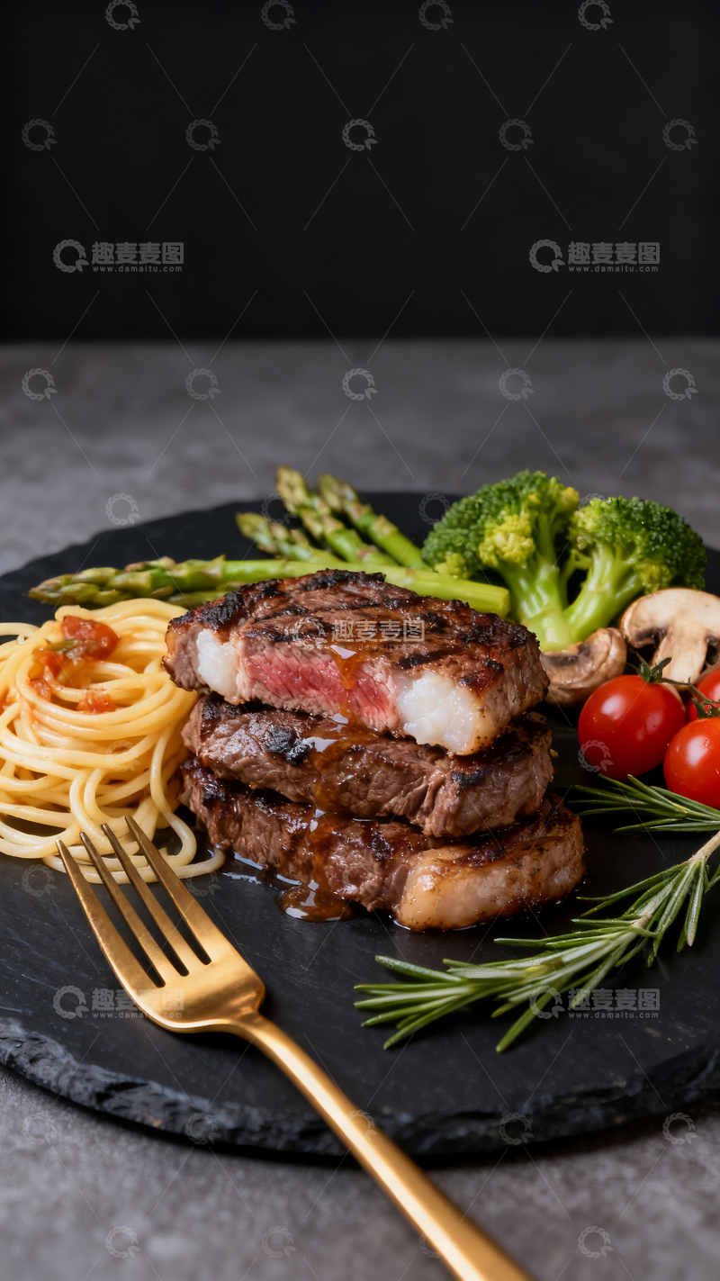 源文件下载【趣麦麦图】煎牛排特写3
