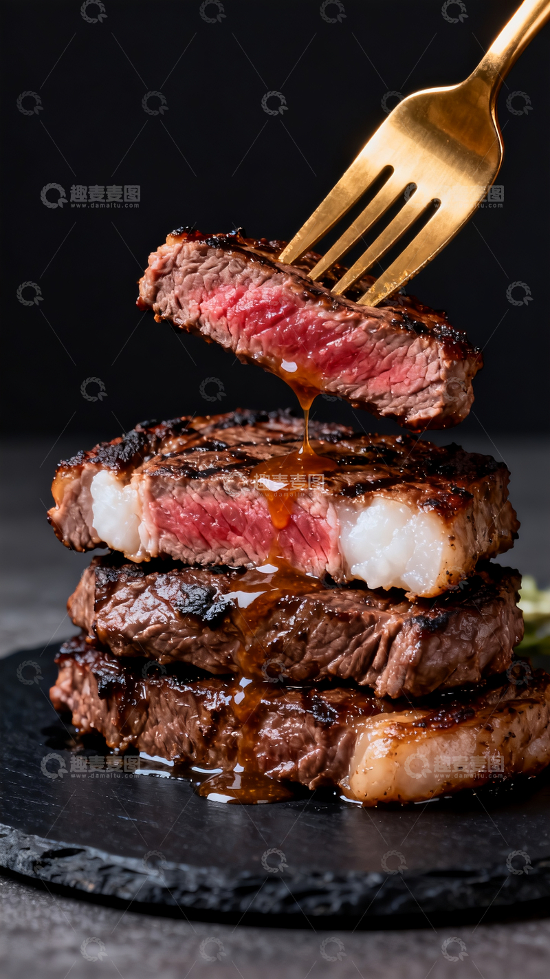 源文件下载【趣麦麦图】煎牛排特写2