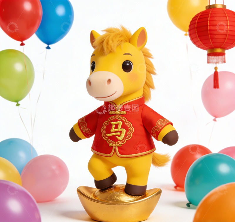 高清大图下载【趣麦麦图】喜庆马年玩偶气球装饰