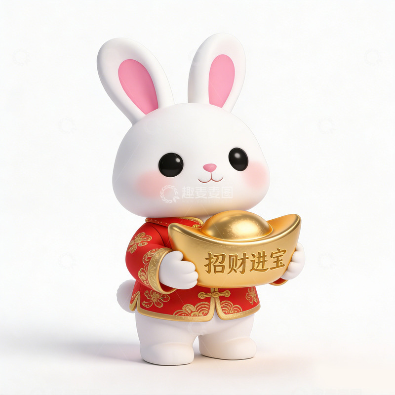 高清大图下载【趣麦麦图】可爱兔年招财进宝玩偶