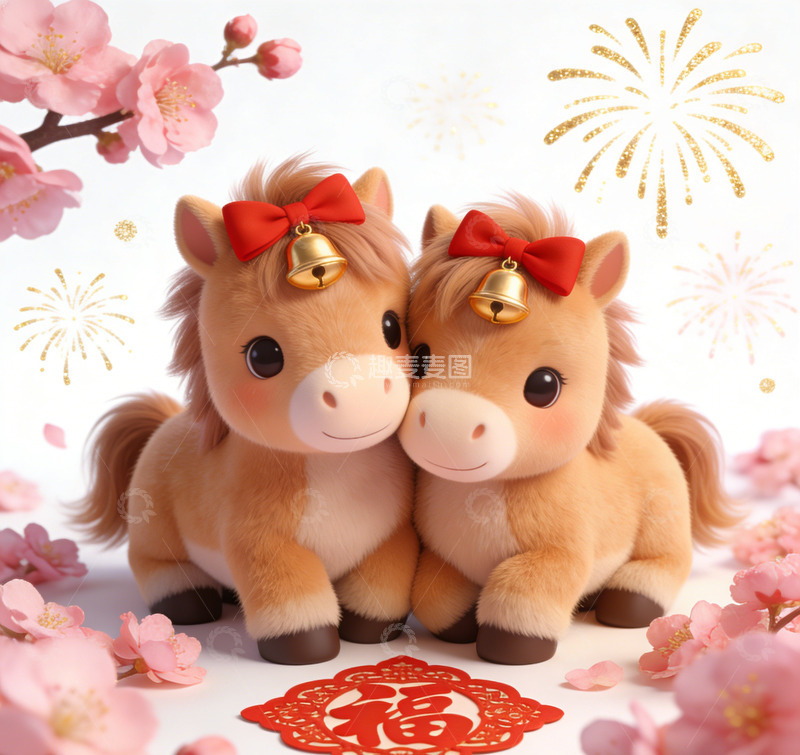 高清大图下载【趣麦麦图】-可爱马年吉祥物喜庆玩偶
