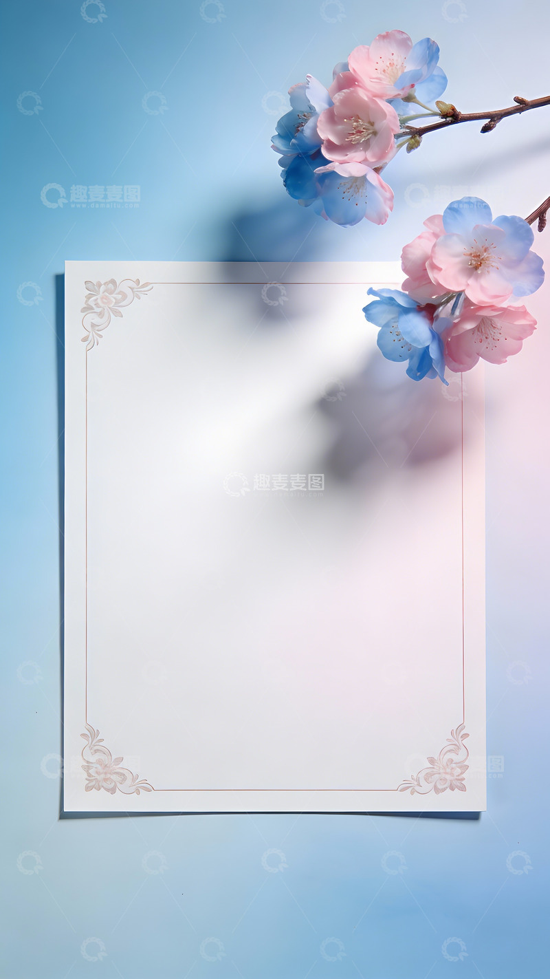 高清大图下载【趣麦麦图】樱花绽放艺术纸张背景