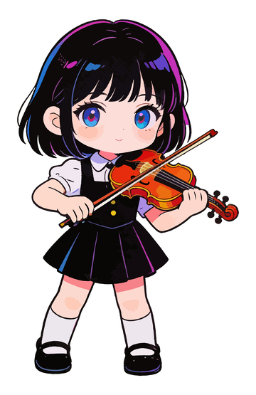 卡通女孩小提琴演奏