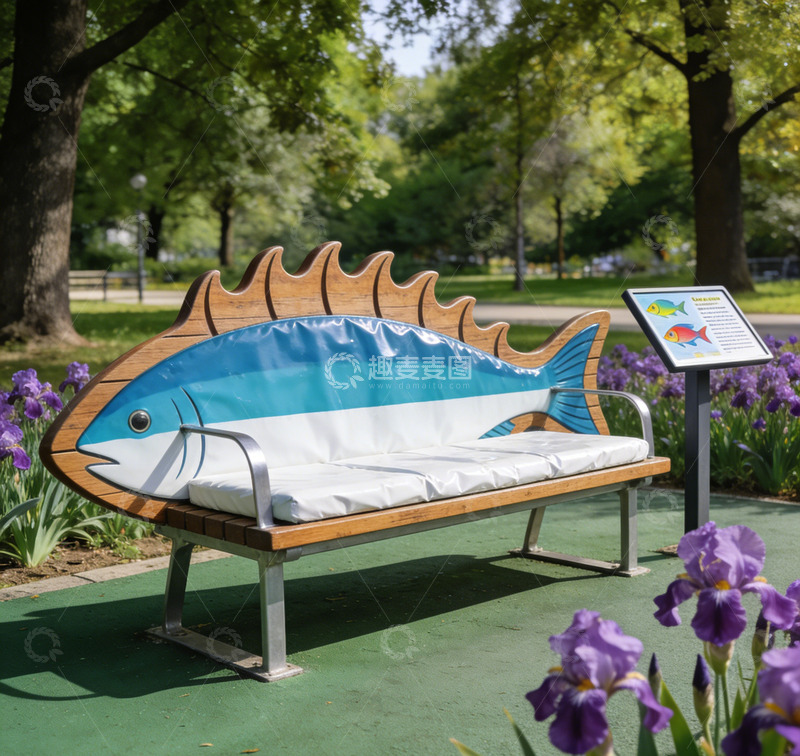 高清大图下载【趣麦麦图】创意鱼形公园座椅