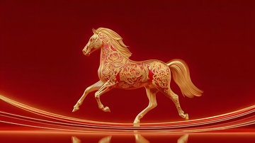 金色骏马装饰艺术图像