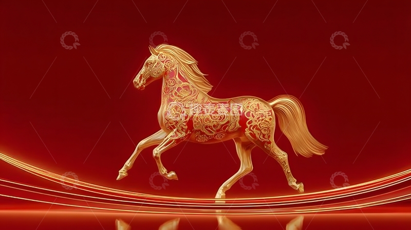 高清大图下载【趣麦麦图】金色骏马装饰艺术图像