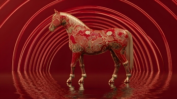 华丽中国风马雕塑艺术装饰