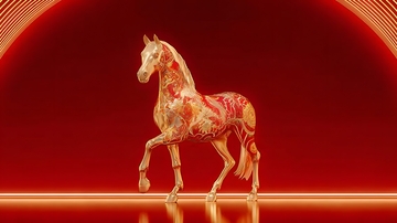 红色华丽马雕塑艺术装饰