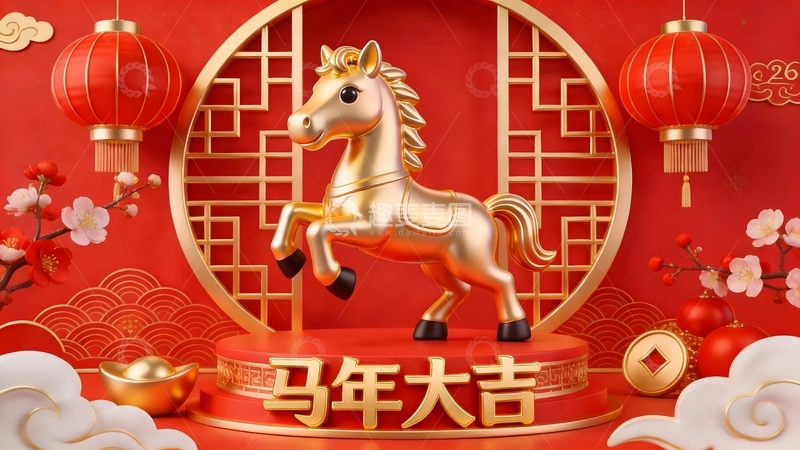 高清大图下载【趣麦麦图】马年大吉喜庆装饰设计