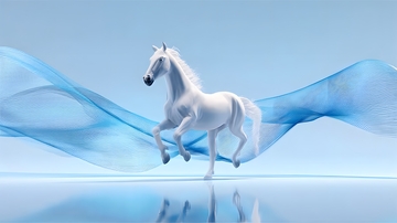 梦幻白马飘逸丝带艺术图