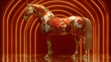 华丽装饰马雕塑艺术展示