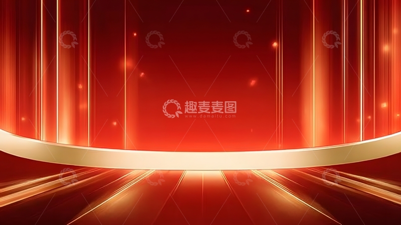 高清大图下载【趣麦麦图】-红金舞台背景设计素材