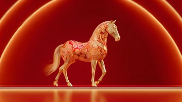 红金装饰马雕塑艺术品展示