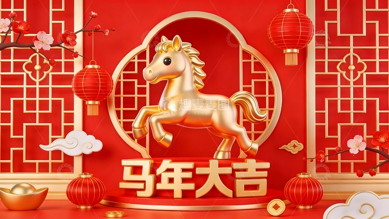 高清大图下载【趣麦麦图】-马年大吉喜庆装饰设计