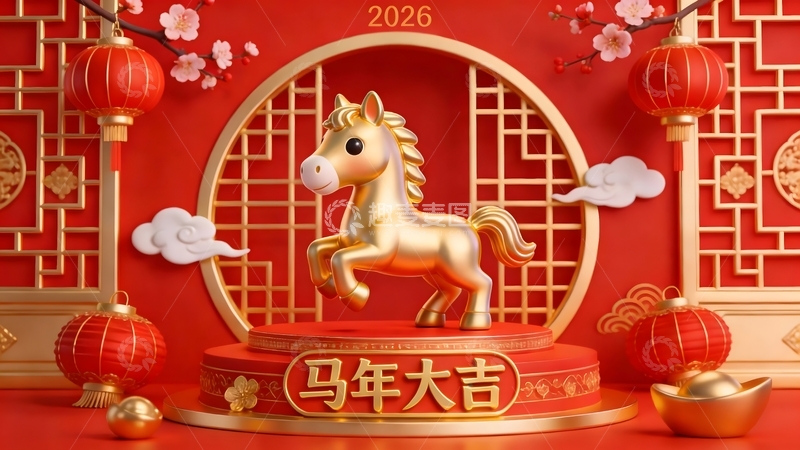 高清大图下载【趣麦麦图】-马年大吉喜庆装饰设计图