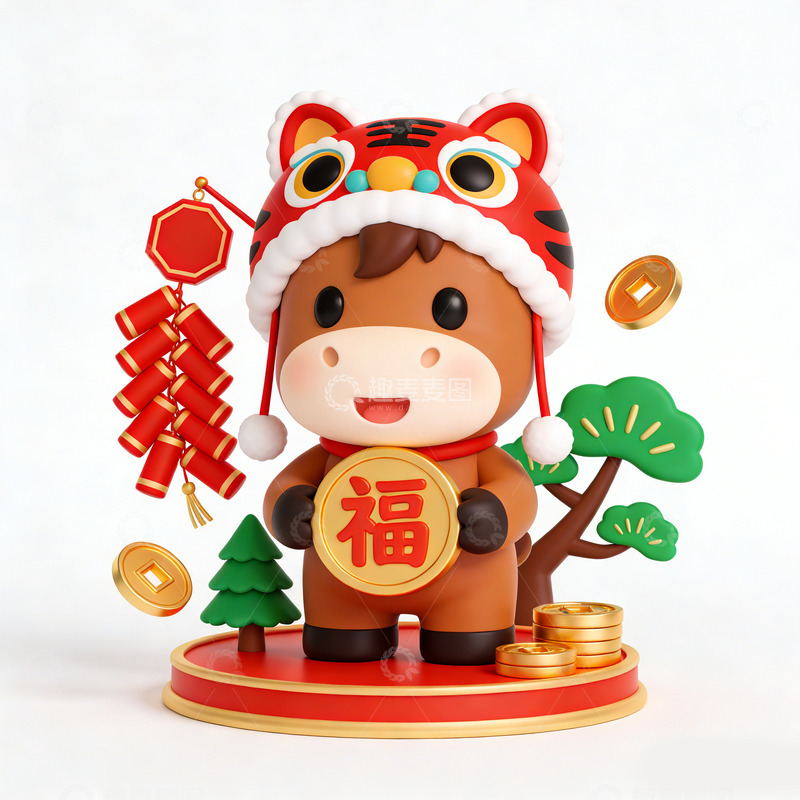 高清大图下载【趣麦麦图】虎年新年卡通马玩具