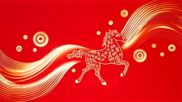 红金色骏马喜庆图案设计