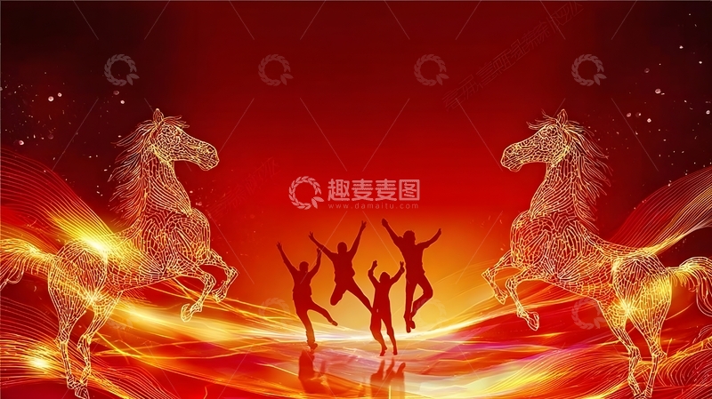 高清大图下载【趣麦麦图】火焰马舞动态背景设计